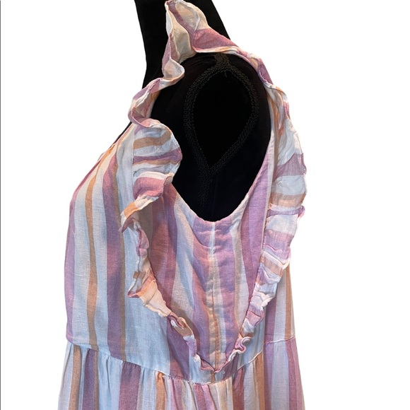Vero Moda pullover cotton linen blend cap sleeve tiered ruffle dress size large - Picture 5 of 16